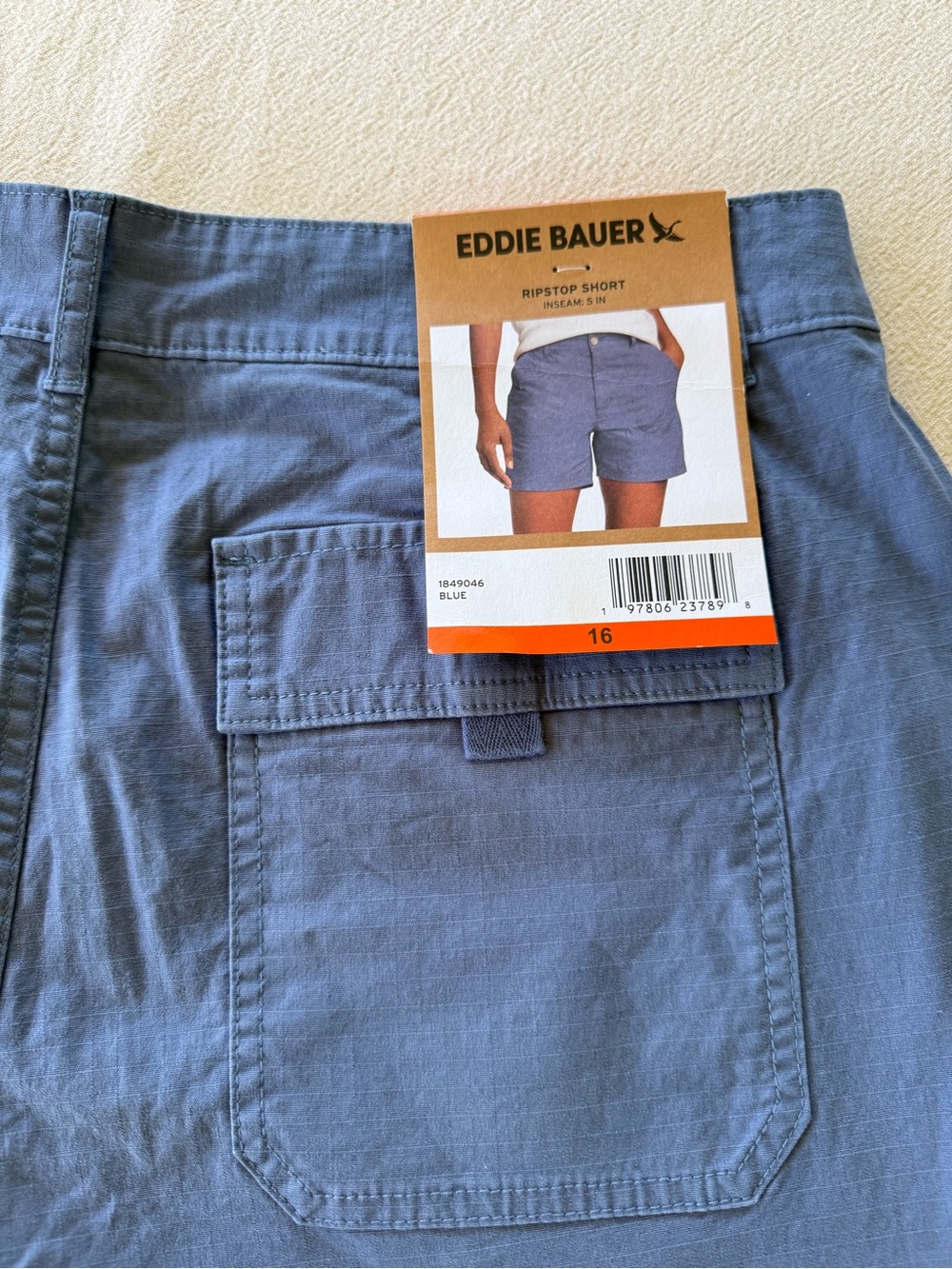 Eddie Bauer‎ Ripstop Shorts Women Size 16 Blue Specialty Dyed Utility 5" NWT - Picture 4 of 9